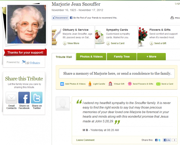 Social Memorial Website